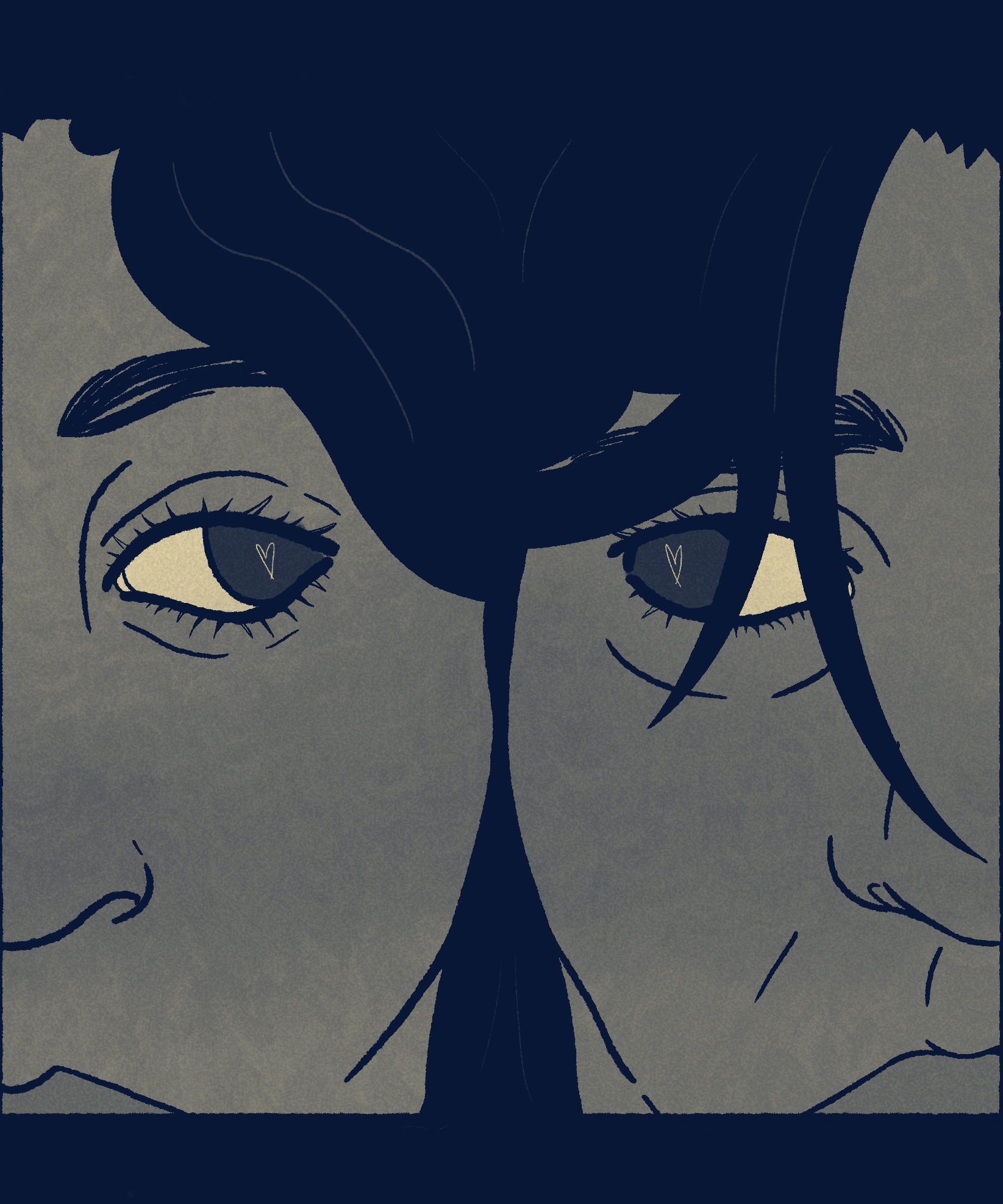 two men staring at each other with little hearts in their eyes.